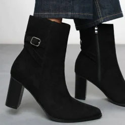 Wheres Block Heel Boot with Buckle Detail