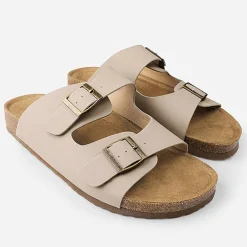 Wheres Two-Strap Buckle Detail Flat Sandals
