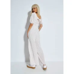 White Pink Cluster Ditsy Jumpsuit