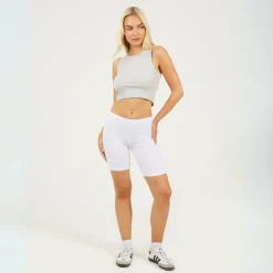 White Ribbed Cycling Shorts