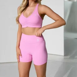 Womens Scrunch Bubblegum Pink Low Impact Sports Bra
