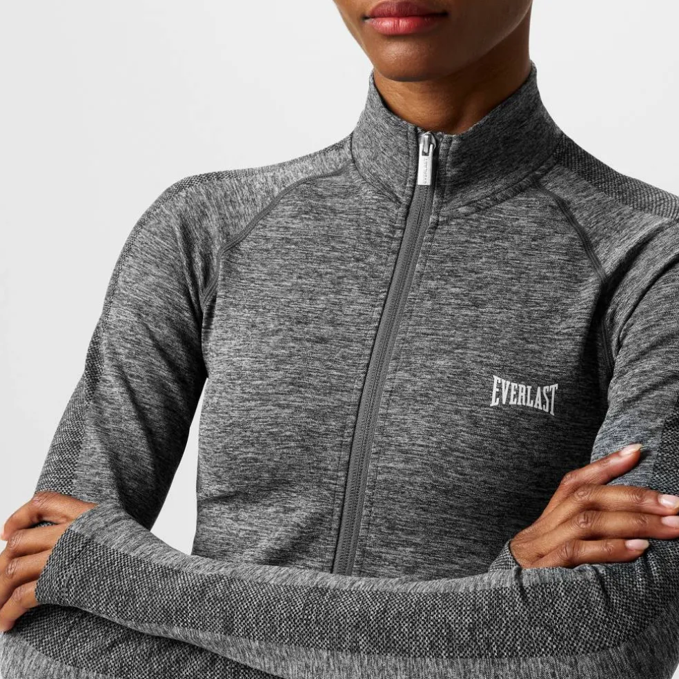 Women's Seamless Zipped Long-Sleeve Performance Gym Top