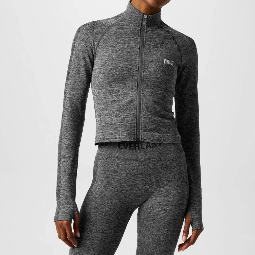 Women's Seamless Zipped Long-Sleeve Performance Gym Top