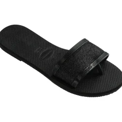 Women's Angra Glitter Black Flip Flops