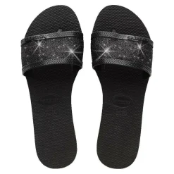 Women's Angra Glitter Black Flip Flops