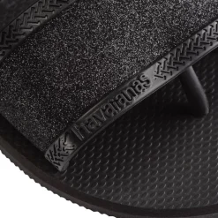 Women's Angra Glitter Black Flip Flops