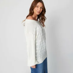 Women's Bardot Cream Cable Knit Jumper