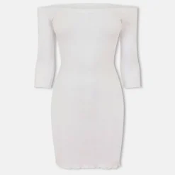 Womens Bardot Mini Dress with Lettuce Hem