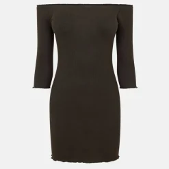 Womens Bardot Mini Dress with Lettuce Hem