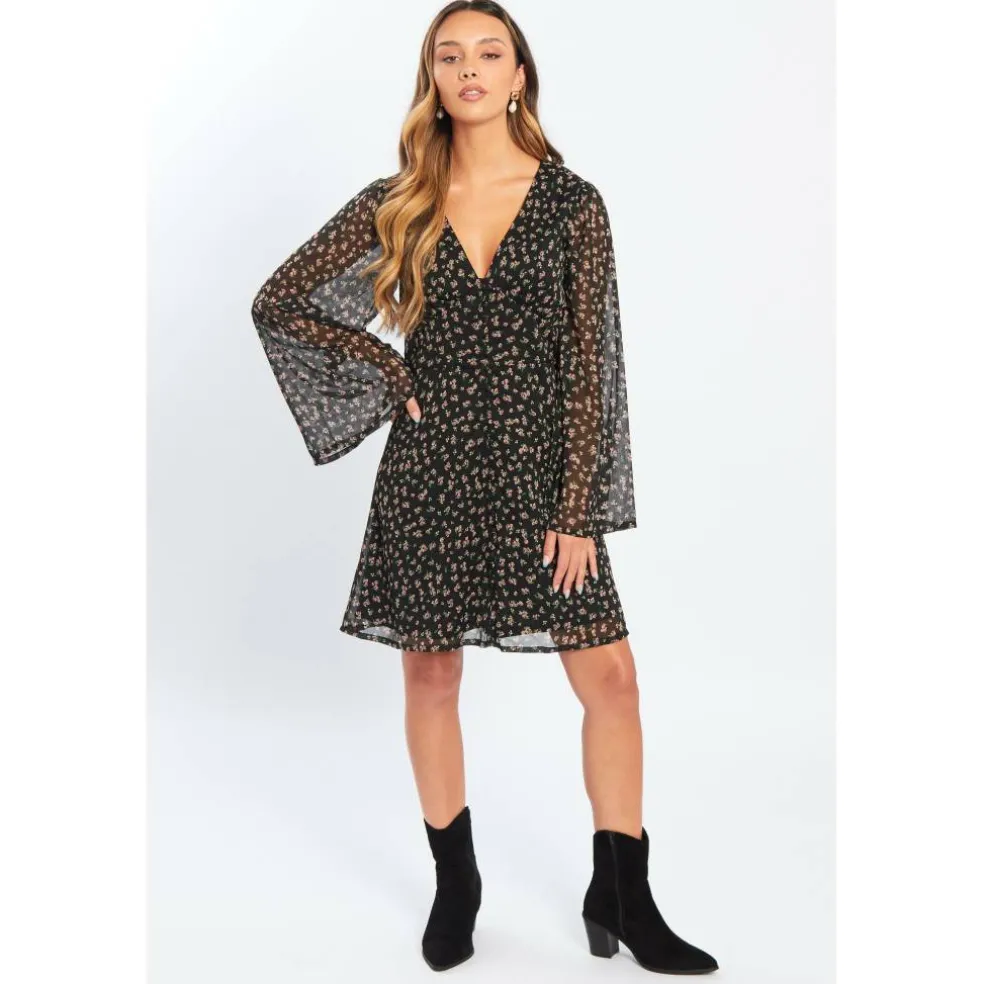 Women's Bell Sleeve Mini Dress