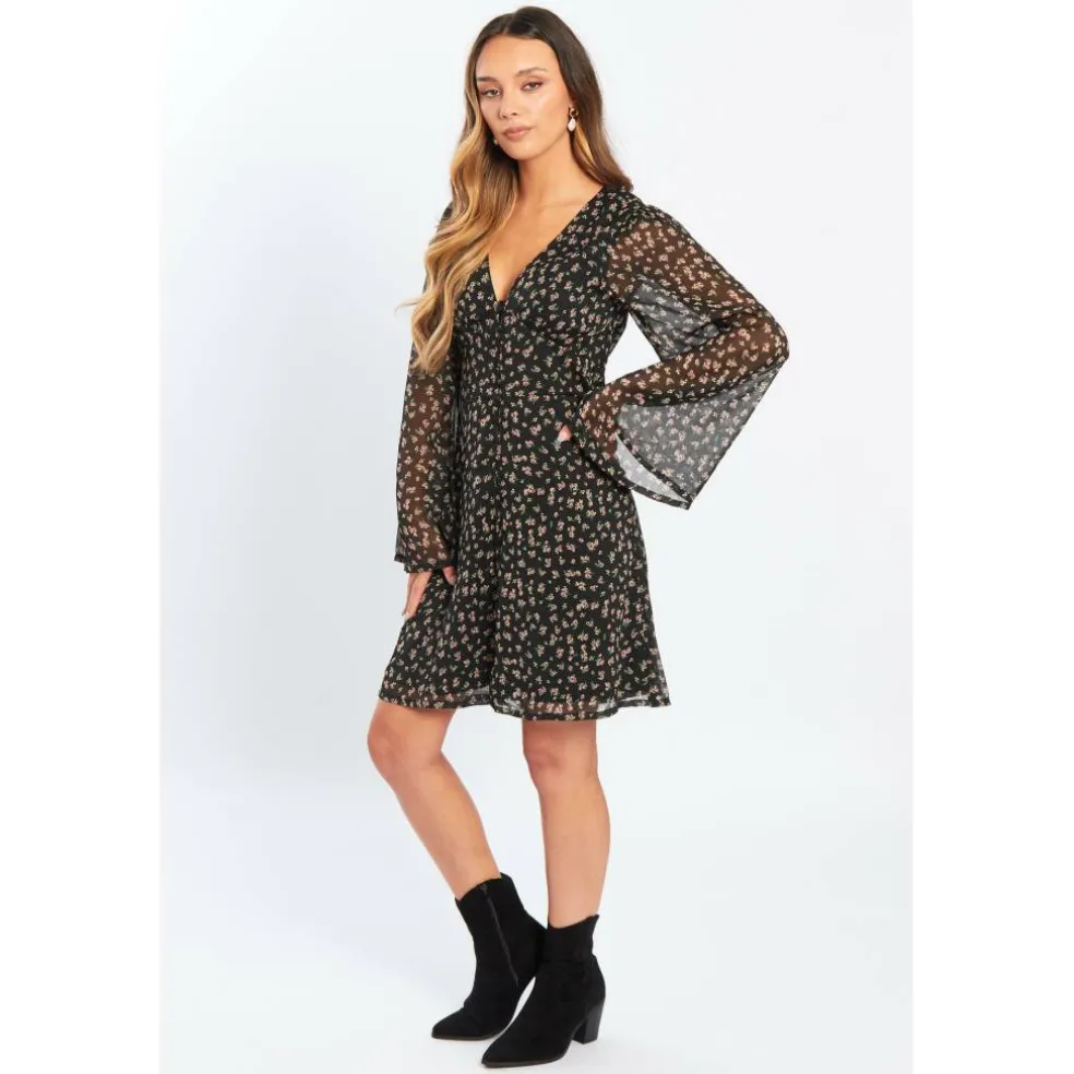 Women's Bell Sleeve Mini Dress