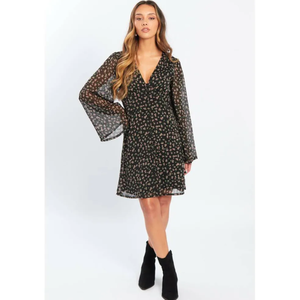 Women's Bell Sleeve Mini Dress