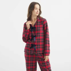 Women's Bow Tie Long Sleeve Pyjama Set