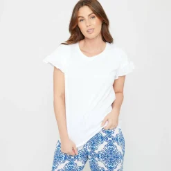 Women's Broderie Pyjama Short-Sleeve Top