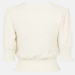 Womens Broderie Top with Shirred Sleeves