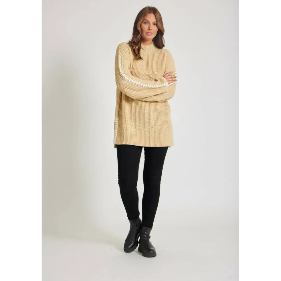 Women's BY Contrast Stitch Crew Neck Jumper