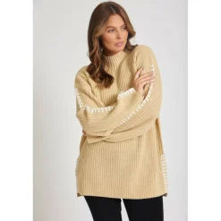 Women's BY Contrast Stitch Crew Neck Jumper