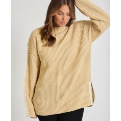 Women's BY Contrast Stitch Crew Neck Jumper