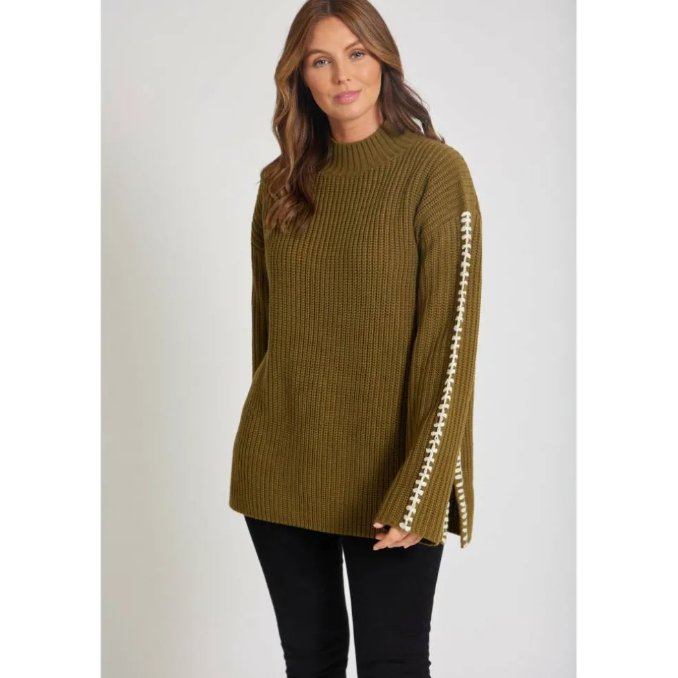 Women's BY Contrast Stitch Crew Neck Jumper