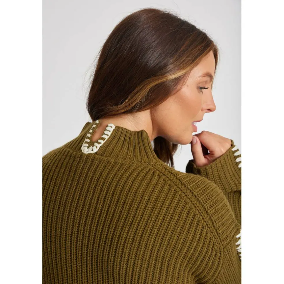 Women's BY Contrast Stitch Crew Neck Jumper