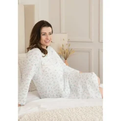 Womens Classic Organic Jersey Cotton Long Sleeve Nightdress