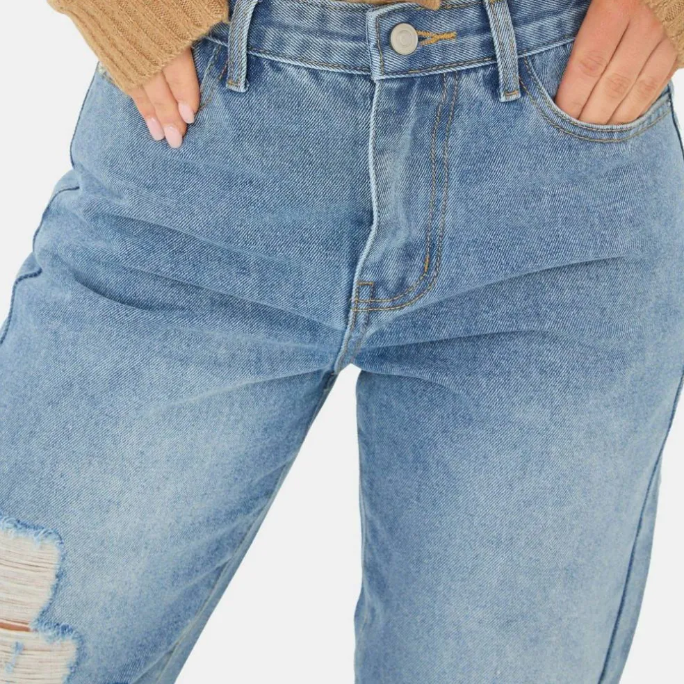 Womens Cotton Straight Leg Jeans
