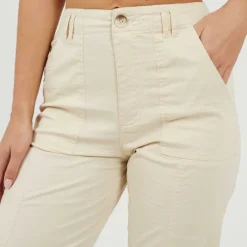 Womens Cream Cargo Trousers