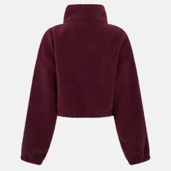 Womens Cropped Long Sleeve Oversized Fit Full Zip Fleece