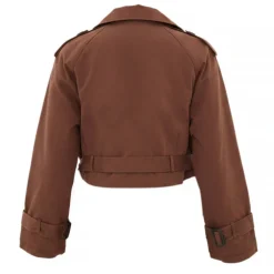 Women's Cropped Long Sleeve Pull Over Trench Coat