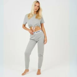 Womens Cropped Tee and Slim Joggers Lounge Set