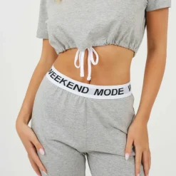 Womens Cropped Tee and Slim Joggers Lounge Set