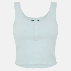 Womens Cropped Vest with Popper Detail