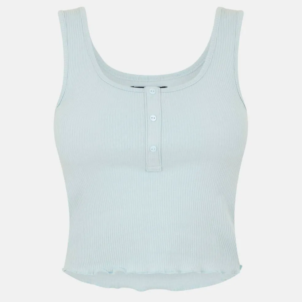 Womens Cropped Vest with Popper Detail