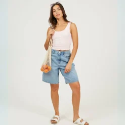 Womens Cropped Vest with Popper Detail