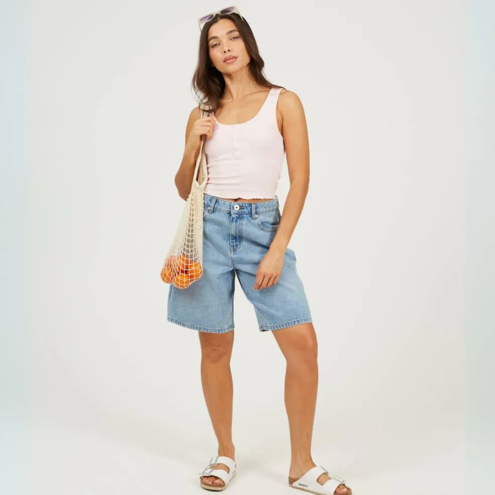 Womens Cropped Vest with Popper Detail