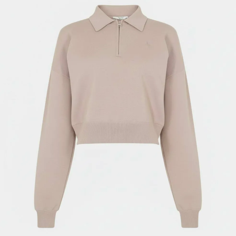 Women's Cropped 1/4 Zip Knitted Top