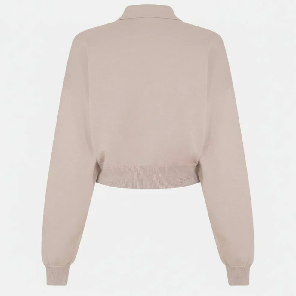 Women's Cropped 1/4 Zip Knitted Top
