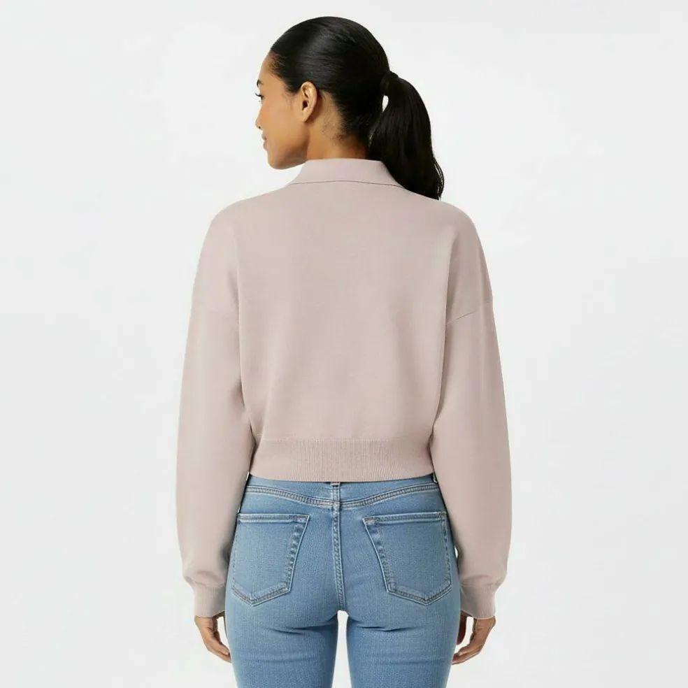 Women's Cropped 1/4 Zip Knitted Top