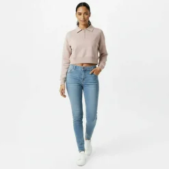 Women's Cropped 1/4 Zip Knitted Top