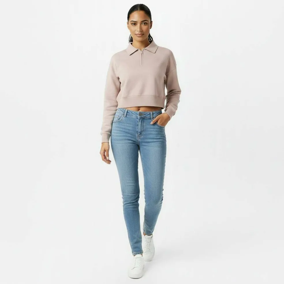 Women's Cropped 1/4 Zip Knitted Top