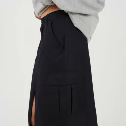 Womens Denim Midi Cargo Skirt