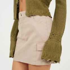 Womens Denim Mini Skirt with Cargo Pockets