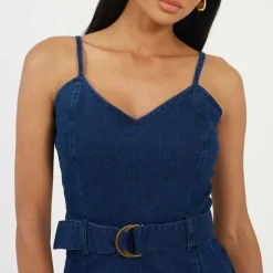Womens Denim Playsuit with Belt
