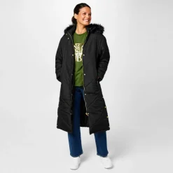 Women's Detachable Hood Quilted Long Puffer Jacket
