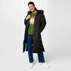 Women's Detachable Hood Quilted Long Puffer Jacket