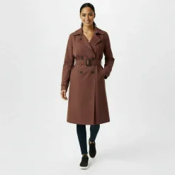 Women's Double Breasted Cotton Water Resistant Mid-Length Trench Coat