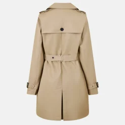 Women's Double Breasted Cotton Water Resistant Mid-Length Trench Coat