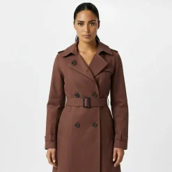 Women's Double Breasted Cotton Water Resistant Mid-Length Trench Coat