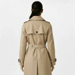 Women's Double Breasted Cotton Water Resistant Mid-Length Trench Coat