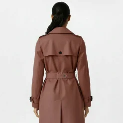 Women's Double Breasted Cotton Water Resistant Mid-Length Trench Coat